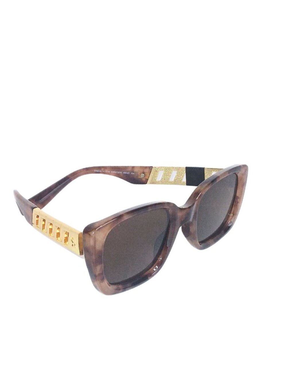 WOMEN'S STEVE MADDEN BROWN & TAN RECTANGLE FRAME SUNGLASSES W/GOLD MONOGRAM - Picture 2 of 5
